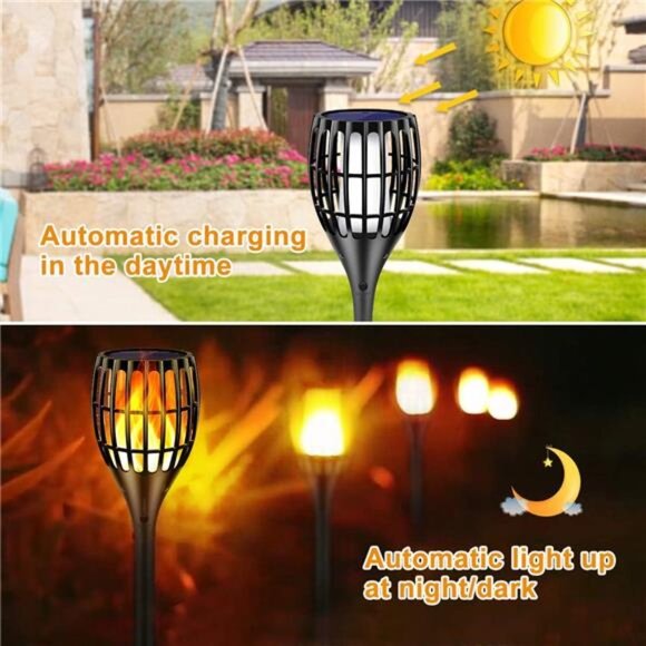 Solar Lights 43" Flickering Flames Torch Light 4Pack - Picture 5 of 7